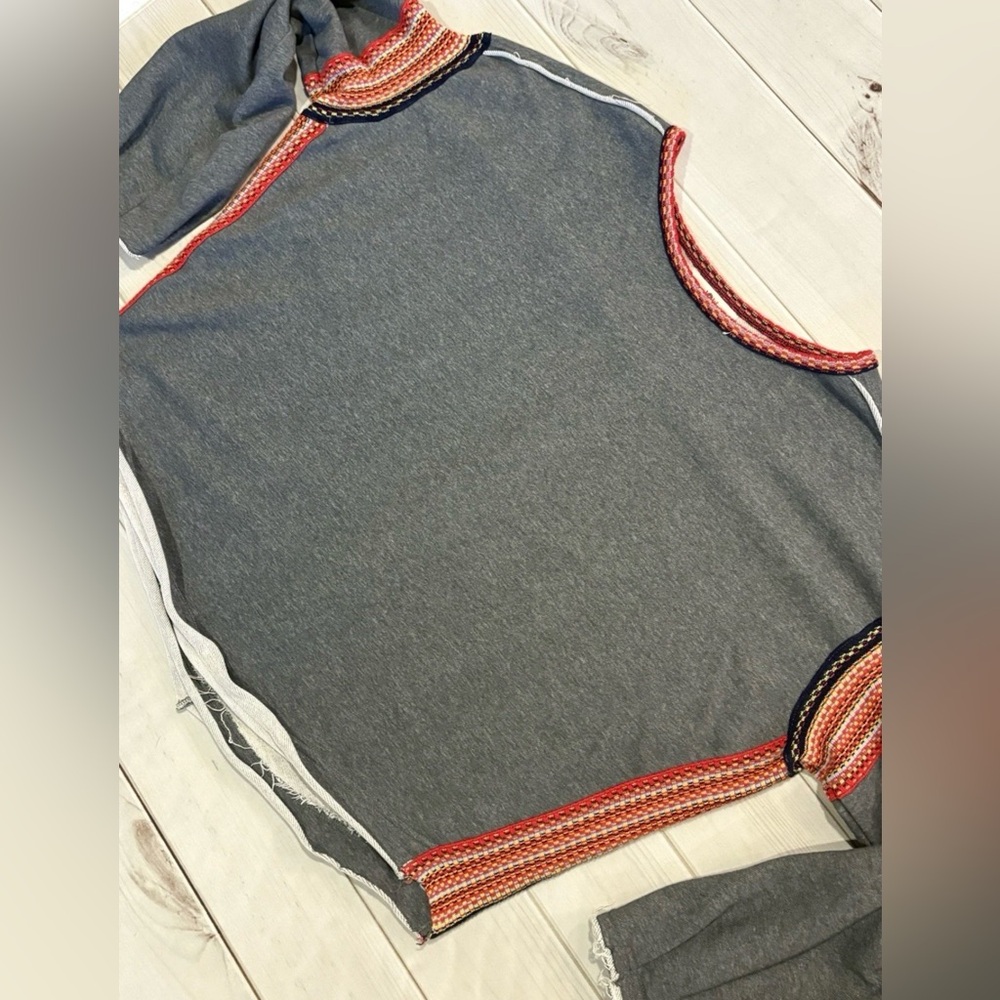 NATURAL LIFE knit trim pullover French terry sweater sweatshirt boho L/XL - Picture 3 of 13